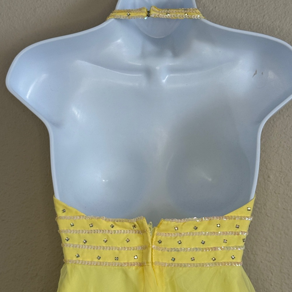 Vintage Womens 6 Butter Yellow Fairy Regency Babydoll Halter Prom Dress Ethereal - Picture 4 of 13